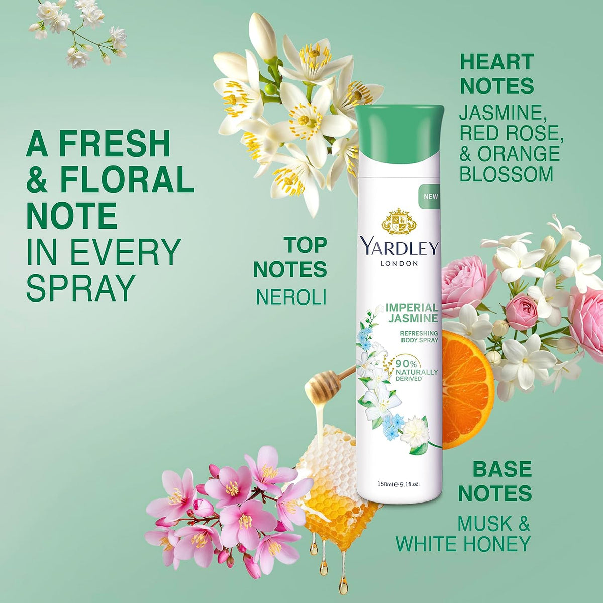 Yardley London Imperial Jasmine Perfumed Deo For Women, 150ml