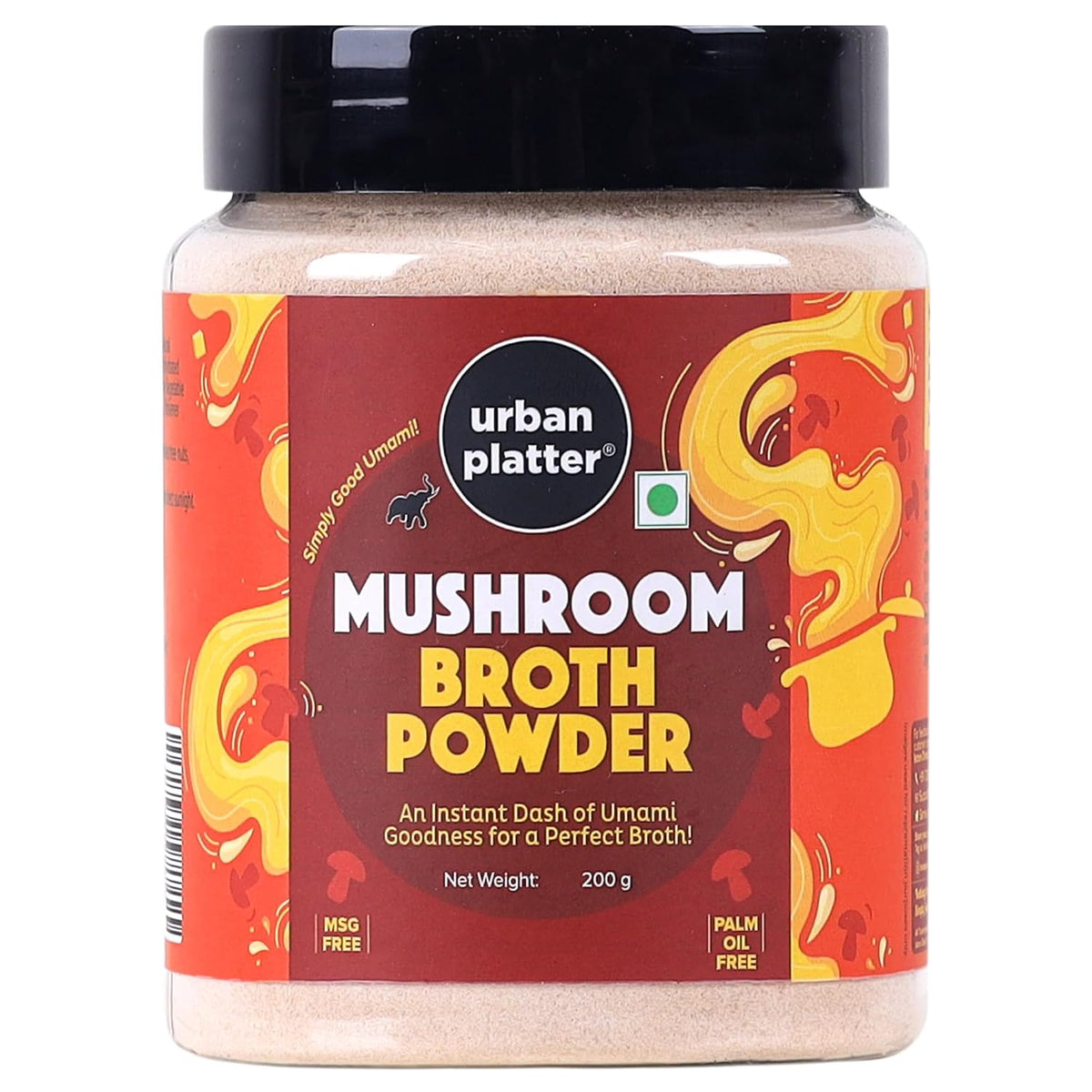 Urban Platter Mushroom Bouillon & Broth Powder, 200g (Plant-Based | Instant Soup Base | MSG-Free | Umami-Rich)
