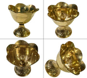 DSH Brass Flower Diya (Set of 2) Pooja Arti Deepak Akhand Jyoti Oil Lamp for Home Temple Puja Articles for Festive Decor.(DYA-21-ROSEp)