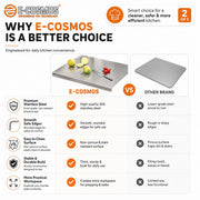 E-COSMOS® Large Stainless Steel Cutting Board for Kitchen,Chopping Board for Meat, Vegetables & Fruit, Extra Large Heavy Duty Countertop Surface, Easy to Clean & Durable