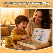Toy Imagine Wooden Magnetic Chalkboard – Double-Sided Educational Learning Board with Chalk, Marker & Duster – Small Green & White Writing Board for Kids (3+ Years)