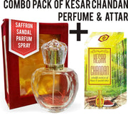 Parag Fragrances Combo Pack of Kesar Chandan Attar Perfume Spray 50ml and Kesar Chandan Attar Roll on 6ml (Long Staying Attar Perfume Spray For Men and Women) (Contain Denat Alcohol)