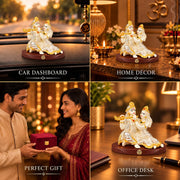 DIVINITI Premium Radha Krishna Idol with Silver-Tone Finish & Gold Accents | Decorative Radha Krishna Showpiece with Base & Premium Gift Box | Home, Office, Mandir & Gifting | 6 x 9 cm