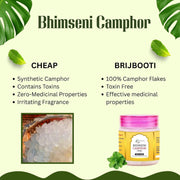 Brijbooti Original Bhimseni Camphor 50g | Bhimseni Kapoor | 100% Pure & Organic Kapoor for Pooja, Aarti, Hawan, Aromatherapy & Air Freshener | Zero Residue