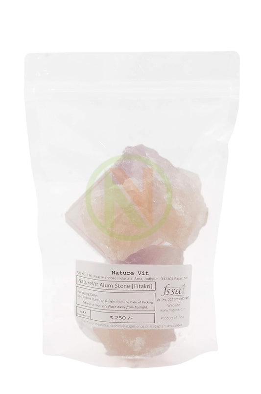NatureVit Alum Stone 200 Gram | Natural Fitkari Crystal | for Aftershave, Skin Tightening, Water Purification & Deodorizing
