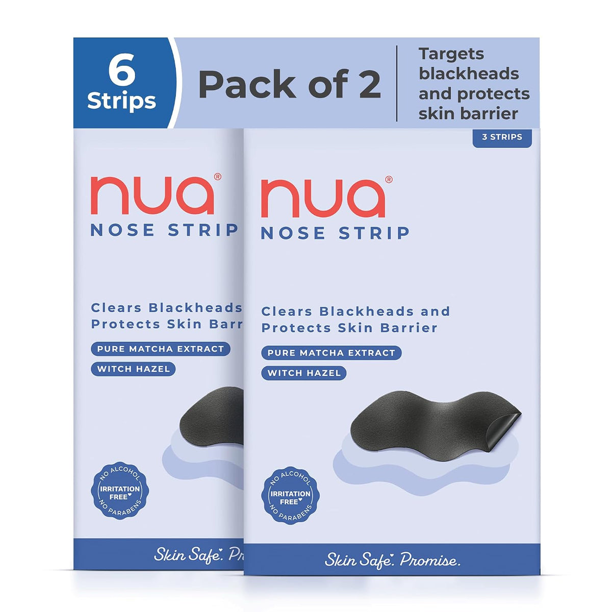 Nua Nose Strip - Pack of 2 | Removes Blackheads & Whiteheads | Pure Matcha and Witch Hazel | 100% Natural Extracts| Absorbs Excess oil & Sebum | Works within 10 minutes | Protects Skin Barrier | Safe on Skin