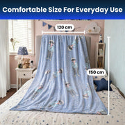 Toy Imagine Glow Blanket for Kids 3–10 Years 150 x 120 cm Glow in The Dark Blanket Soft Flannel Fleece Throw Soft Cozy Warm All Season Blankets for Boys and Girls Gift (Snow Boy Design Blue)