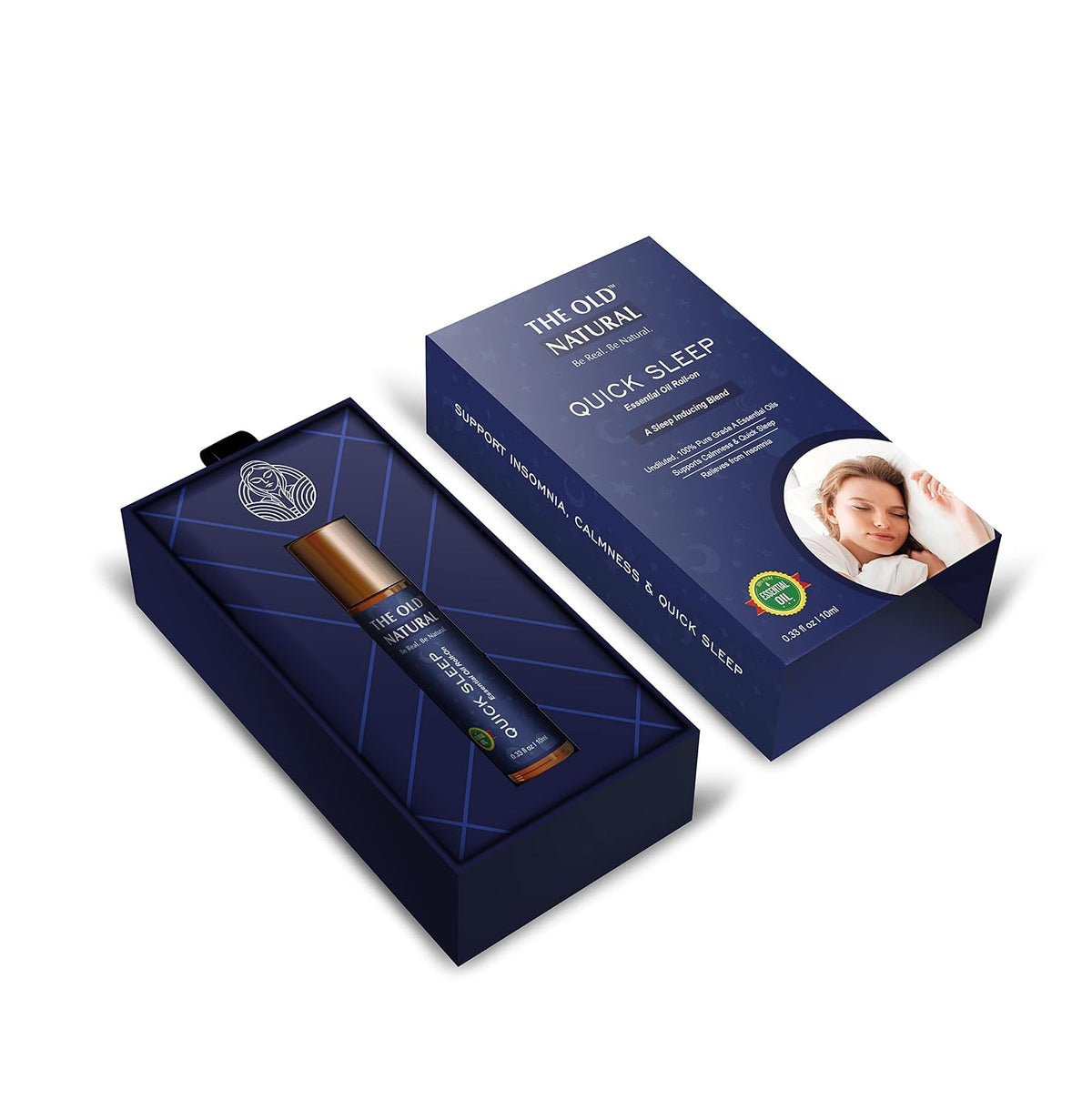 The Old Natural Quick Sleep Roll On For Instant Sleep, Stress Relief, Relaxation - An Unique Blend Of Essential Oils (Pack of 2-20ml)