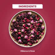 BLUE TEA - Hibiscus Rose Tea - 60 Tea Bags - Plant Based | SKIN GLOW ENHANCING TEA | Caffeine Free - Flower Based - Tangy Flavor - Vegan - Gluten Free - Herbal Tea | Ziplock Pouch