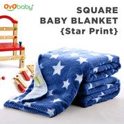 OYO BABY Baby Square Blankets Combo | for New Born Babies Baby Boys, Baby Girls, Babies for 0-6 Months, Fleece, Skin Friendly, 2 Blankets (Star Grey + Star Dark Blue)
