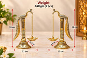 KridayKraft Peacock Design Metal Hanging with Chain Diya Pair of Peacock Design Bird Diya Deepak Oil Lamp