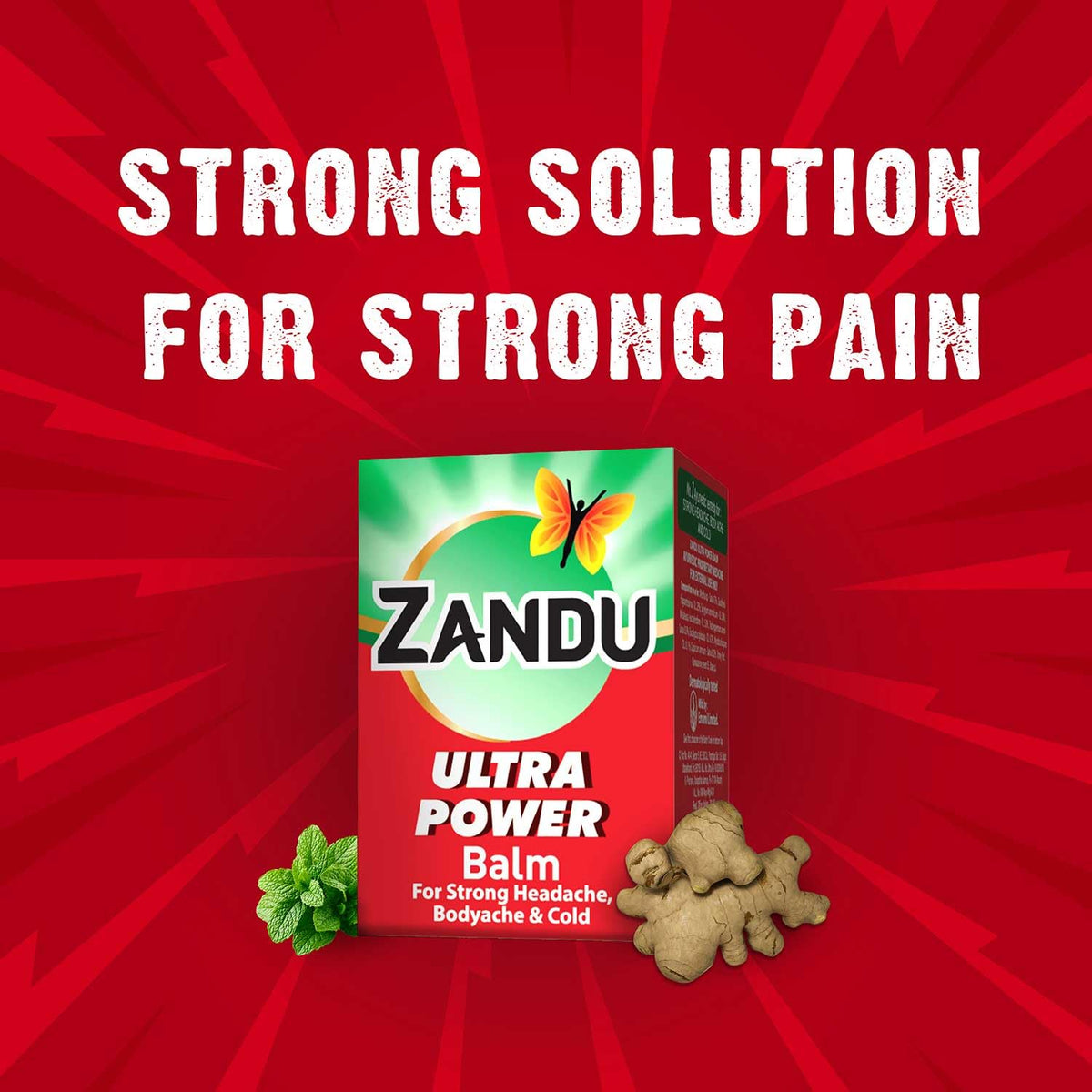 Zandu Ultra Power Balm - 10 ml, For instant pain relief from strong Headache, Bodyaches & Cold and Muscle Pain