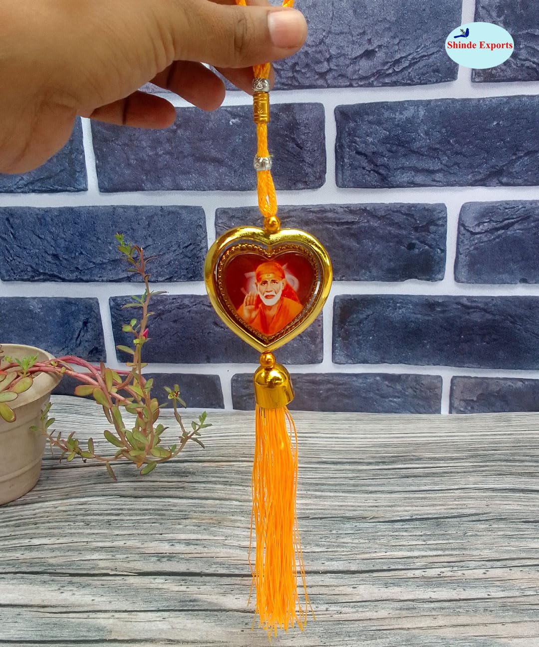 SHINDE EXPORTS Lord Mahadev Multicolor Car Hanging (Yellow Heart Hanger)
