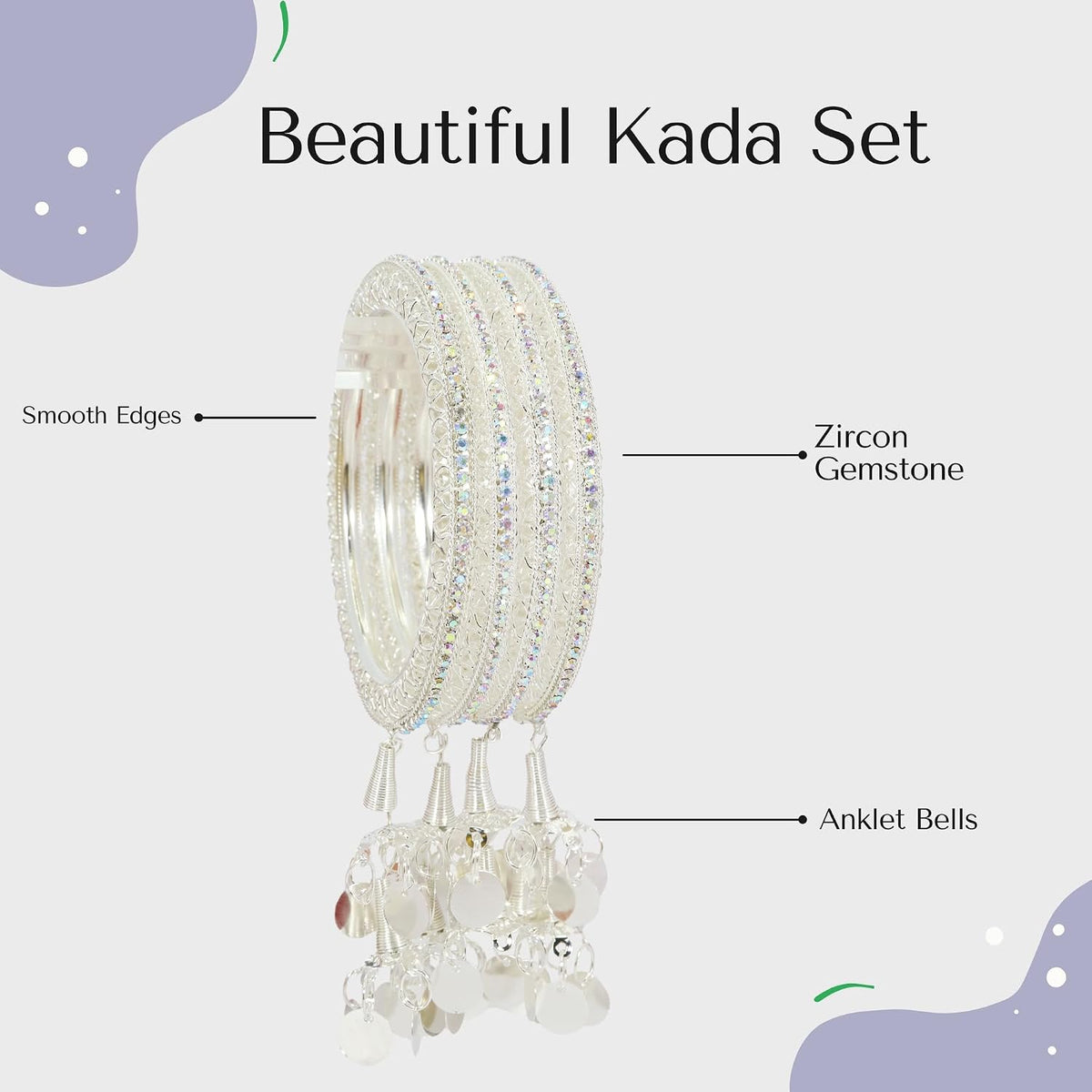 NMII Alloy Metal Latkan Bangles Set For Girls and Women Studded Pearls and Zircon Stone | Latkan Bangles | Metal bangles | Women's Bangles | (Pack of 4)