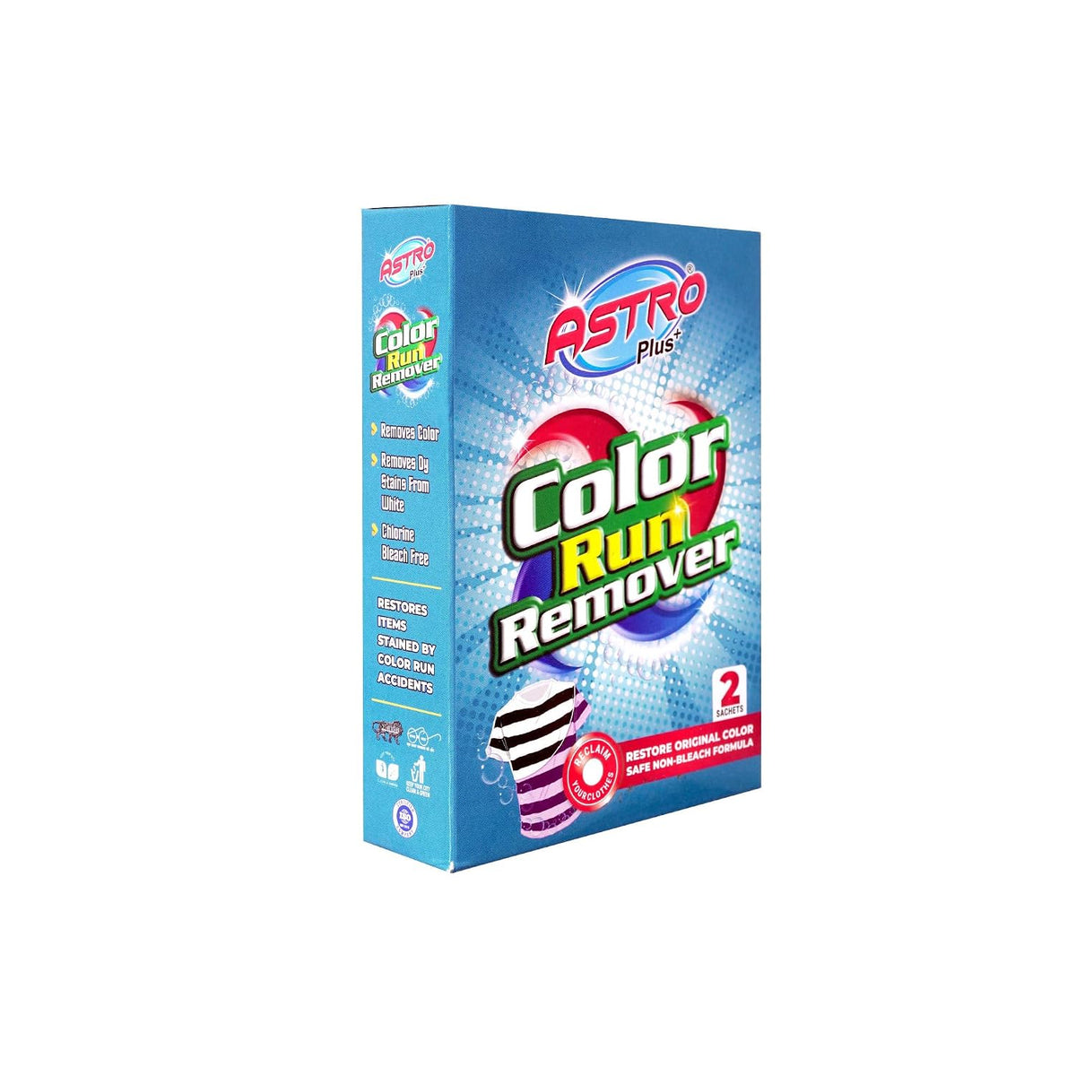 ASTRO PLUS + Ultimate Color Run Remover, Say Goodbye to Stains Powerful, Color Bleed Eliminator Stain Remover, Advanced Clothes Color Run Remover Powder (1)
