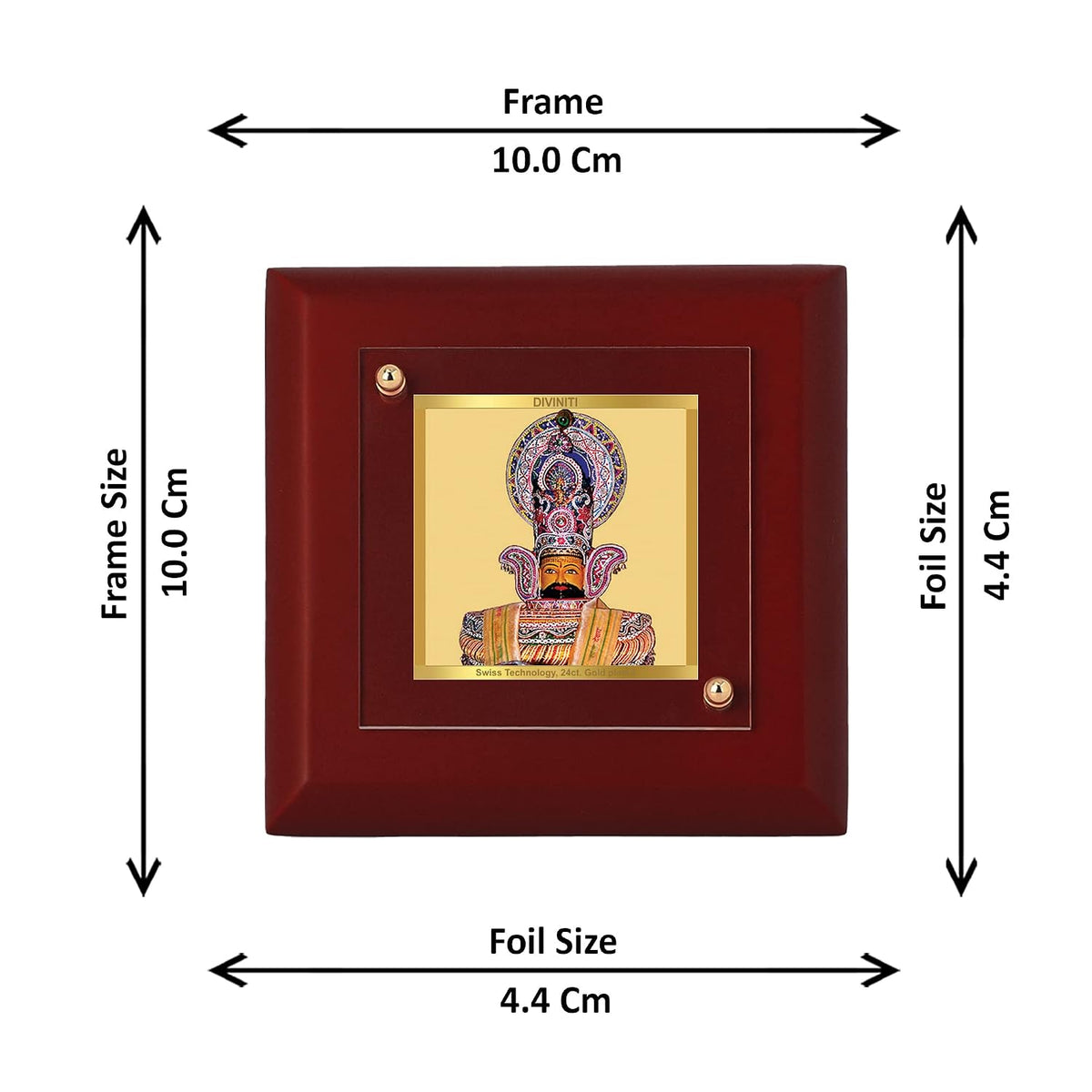 DIVINITI Khatu Shyam Ji 24K Gold Plated MDF Photo Frame|Premium Religious Table Top Frame for Home, Office & Prayer Room|Luxury Spiritual Gift Item for Housewarming, Festive Gifting|10 x 10 CM
