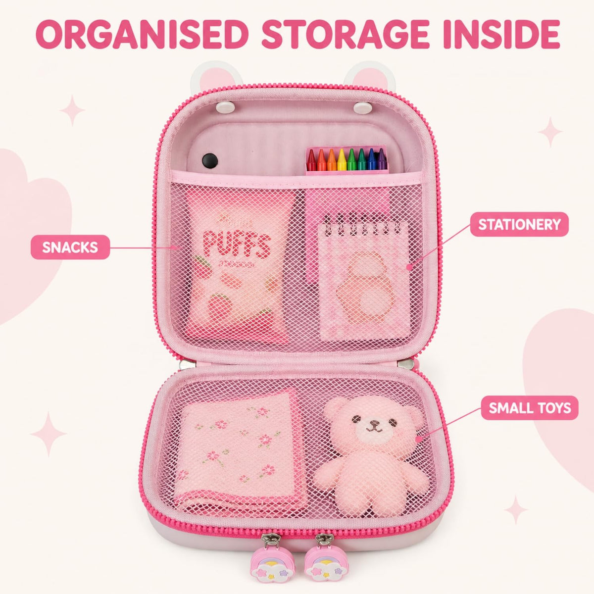 Toy Imagine Kids Silicone 3D Cartoon Backpack for Boys & Girls Waterproof Lightweight School Bag with Cute Badges & Adjustable Straps Preschool, Kindergarten & Travel Bag for Kids 2–10 Years, Pink