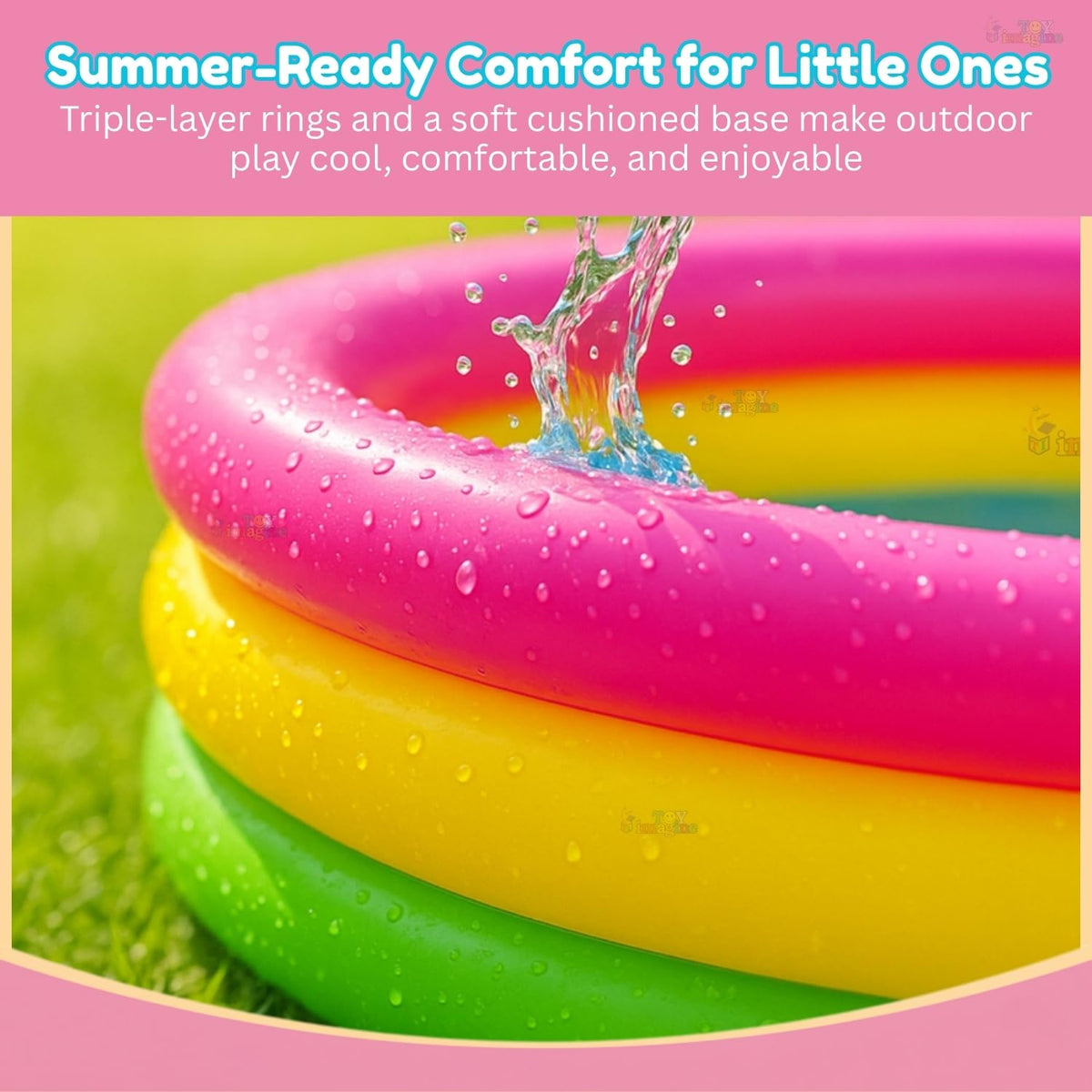 Toy Imagine Baby Bath Tub 0–3 Years | 2 Feet Round Pool 34" X 10" Sunset Glow | Soft Inflatable Baby/Kids Tub | Home & Outdoor Swimming Pool for Kids 1-5 Years, Multicolor