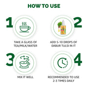 Dabur Tulsi Drops- 50% Extra: Concentrated Extract Of 5 Rare Tulsi For Natural Immunity Boosting & Cough And Cold Relief: (20Ml +10Ml Free)