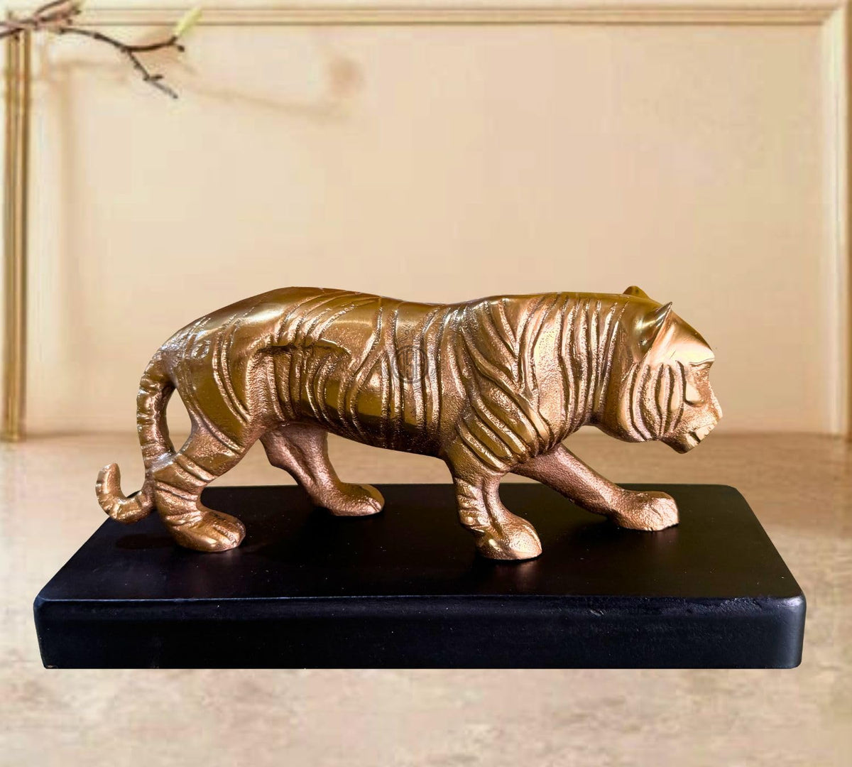 DSH Pure Brass Tiger Showpiece for Home Decor Living Room Decorative Items Best Gift Items for Home Decoration (Small)