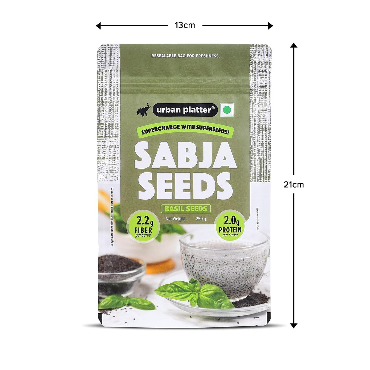 Urban Platter Sabja Seeds, 250g (Basil Seeds for Weight Management, Digestion & Hydration, Rich in Fiber & Omega-3, Falooda, Detox Drinks & Smoothies)