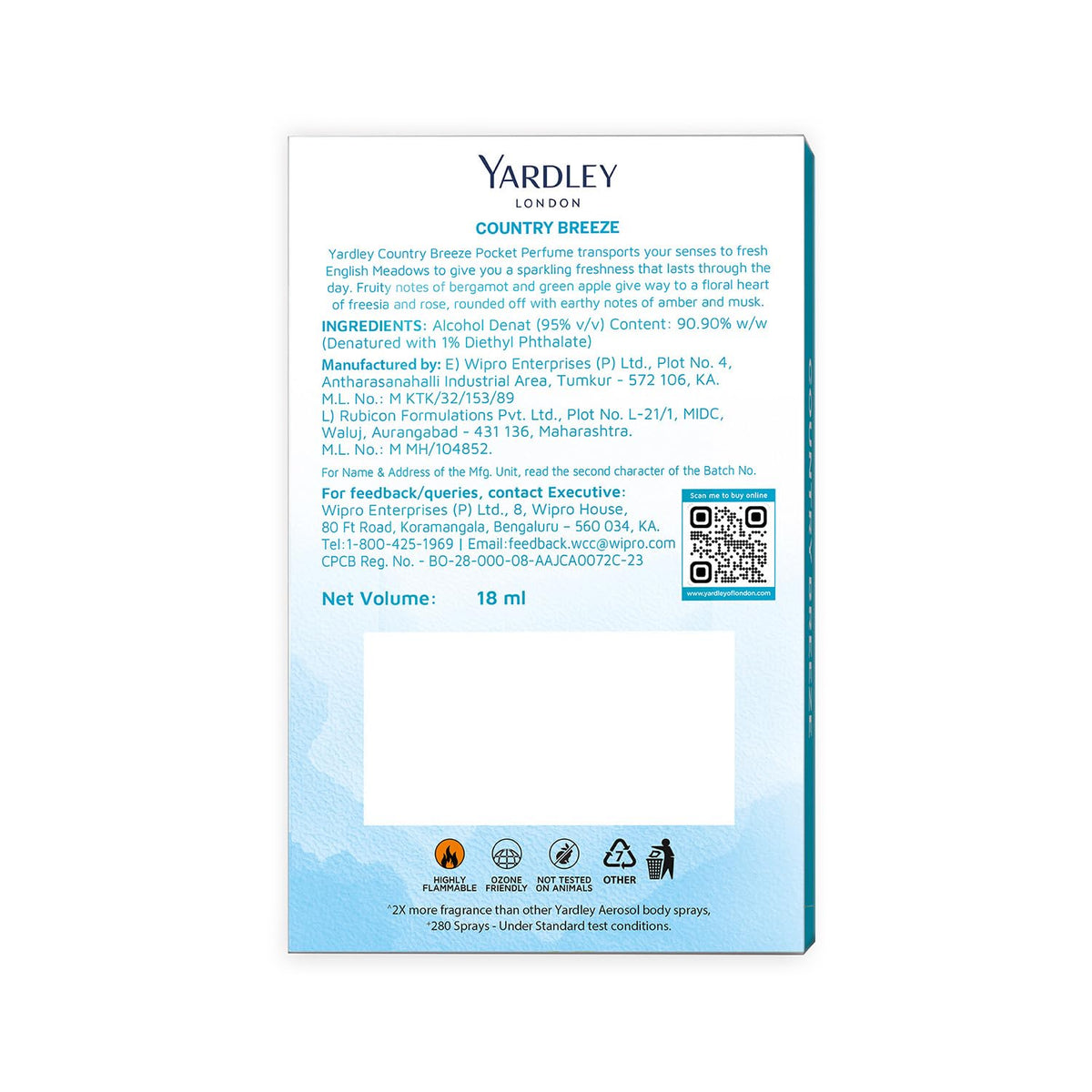 Yardley London Country Breeze Compact Perfume for Women, 18ml