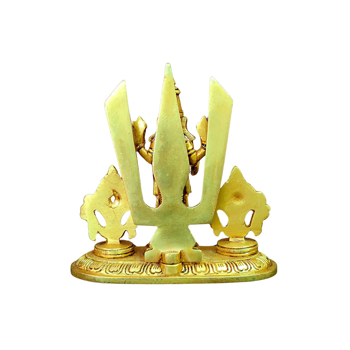 Aalayam Selveer Brass Shankh Chakra Stand with Perumal Idol | Sangu Chakram Stand with Tirupati Balaji Idol Brass 12.5cm Height Gold Colour 1 Piece