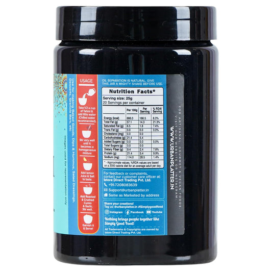 Urban Platter Black Tahini Paste, 500G (100% Pure Hulled Ground Black Sesame|Seed Butter|Pate De Sesame|Tahina|Add to Baked Goods, Dips & Hummus, Salad Dressings, Desserts, Granola Bars, Etc)