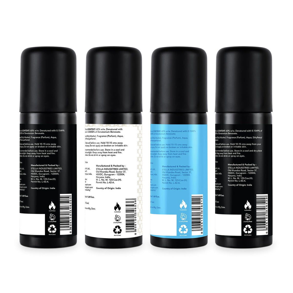 Bella Vita Luxury Spray Unisex Body Perfume Gift Set,Deodorant for Unisex,Pack of 4 x 50ml,No Gas Deo for Man & Woman,Long Lasting Fragrances with Lemon,Blackcurrant,Lavender & Bergamot
