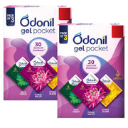 Odonil Gel Pocket Mix - 60g (10g x 6) | Assorted pack of 3 new fragrances | Infused with Essential Oils | Germ Protection | Lasts Up to 30 days | Air Freshener for Bathroom, Toilet, Home & Office
