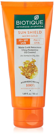 Biotique Sun Shield Micro Gold 30+Spf Matte Cream Sunscreen Ulra Protective Oil Control For Normal Skin, 50Ml, Pack Of 1
