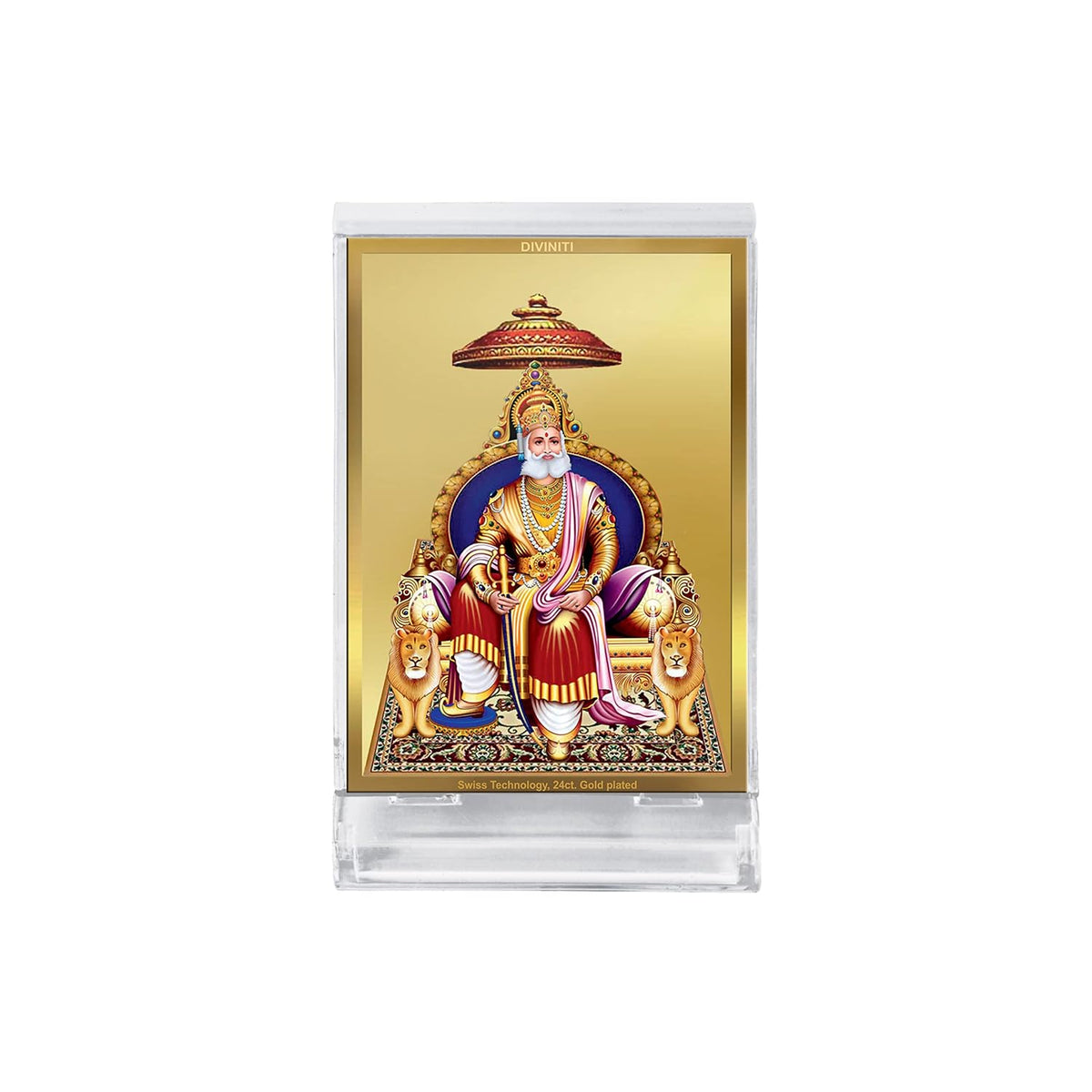 DIVINITI maharaj agrasen Photo Frame for Car Dashboard, Table Decor|ACF 3 Classic Maharaj Agrasen and 24K Gold Plated Foil| Religious Frame Idol for Pooja, Gifts Items (11.0X 6.8 CM)