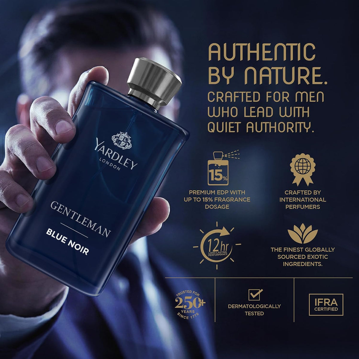 Yardley London Blue Noir | Eau De Parfum | Long Lasting International Perfume for Man | Citrus Marine Oakwood Fragrance | Upto 15% dosage | 100ml EDP| Ideal Gift for Man