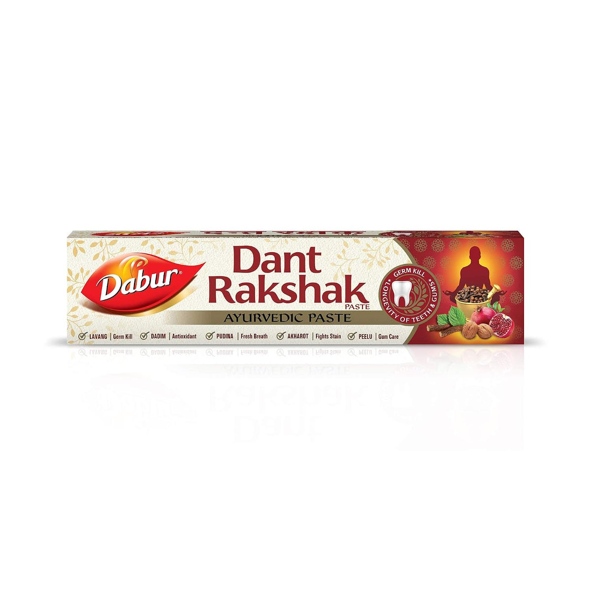 Dabur Dant Rakshak Ayurvedic Toothpaste - 175g | With Goodness Of 32 Ayurvedic Herbs | Prevents & Calms Gum Pain | Kills Germs | Complete Family Toothpaste | No Added Flourides & Parabens