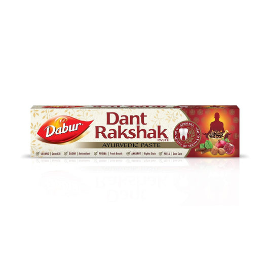 Dabur Dant Rakshak Ayurvedic Toothpaste - 175g | With Goodness Of 32 Ayurvedic Herbs | Prevents & Calms Gum Pain | Kills Germs | Complete Family Toothpaste | No Added Flourides & Parabens