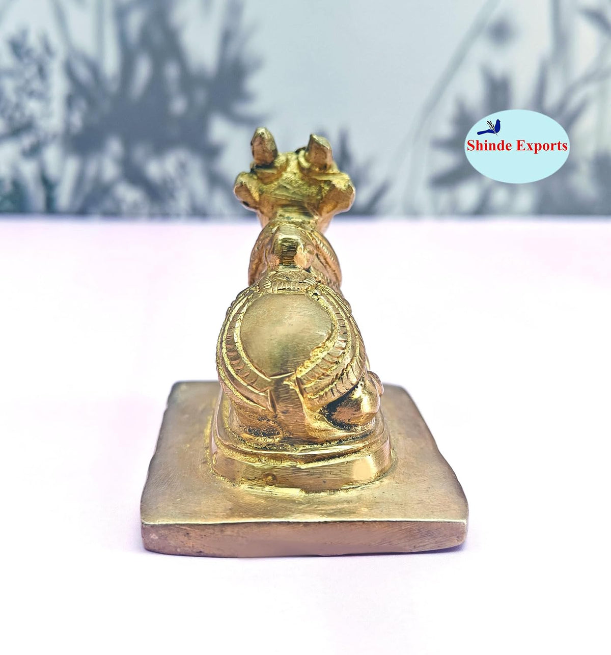 SHINDE EXPORTS Small Brass Nandi Idol Statue vastu Bull murti for Pooja at mandir Home (Heavy Nandi 280gms)