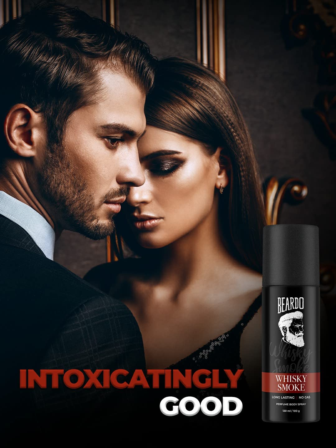 Beardo Whisky Smoke Perfume Body Spray for Men 120ml | Spicy, Woody - Oudh No Gas Deo for Men Long Lasting | Date night Deodorant | Gift for Husband