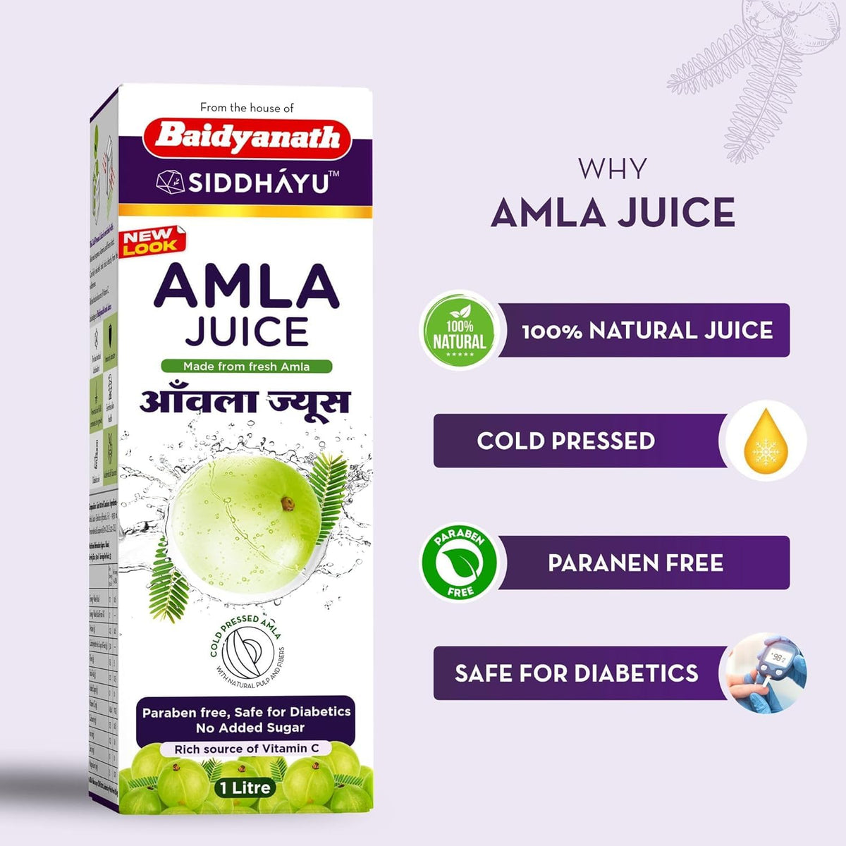 Baidyanath Asli Ayurved Amla Juice 1L Cold Press + Aloe Vera Juice 1L | Cold-Pressed, Vitamin C, Supports Immunity & Digestion, Combo For Glowing Skin, Hair Care, And Detox