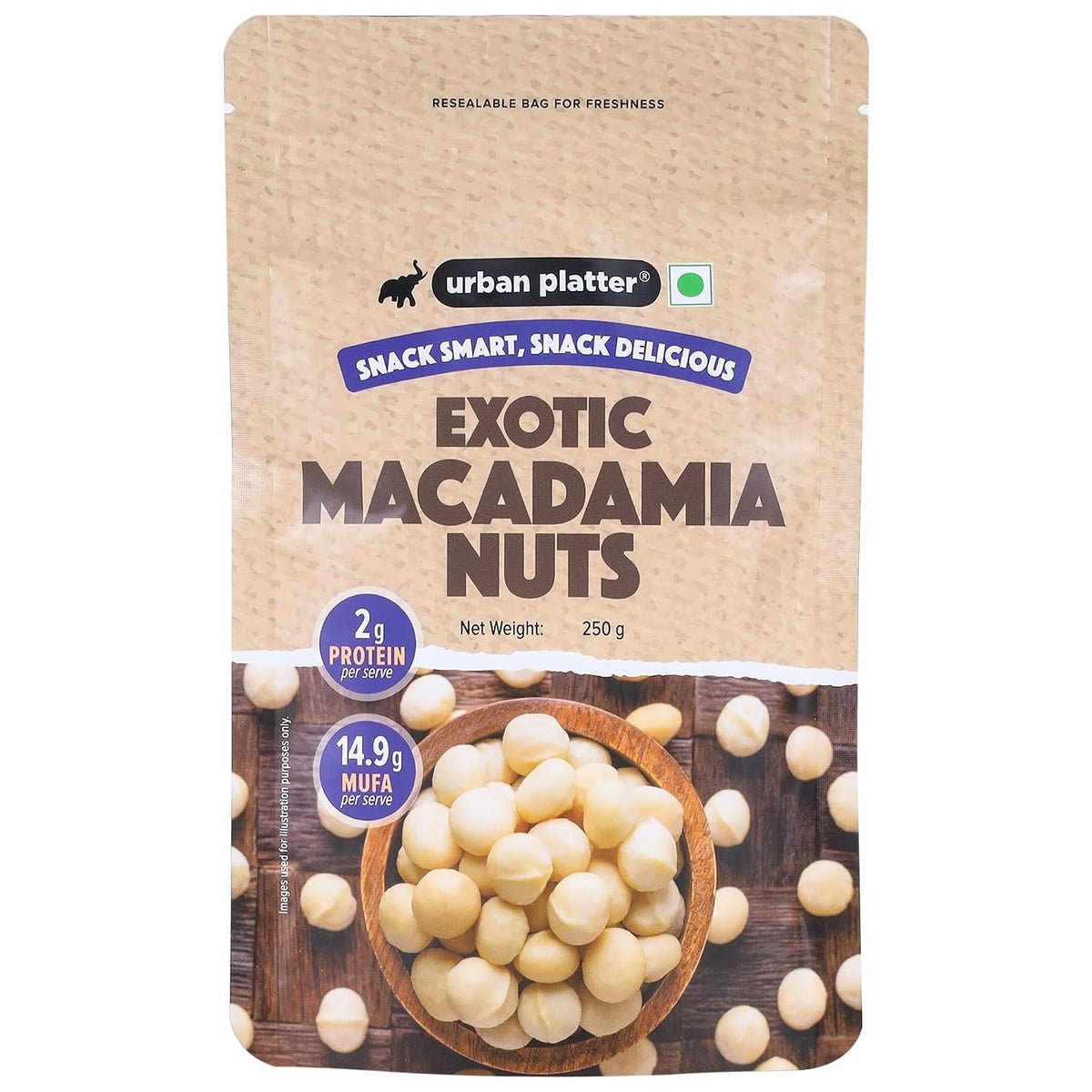urban platter Bold And Exotic Macadamia Nuts, 250G (Grade A, Crunchy, Perfect For Guilt-Free Snacking), Dry Fruit