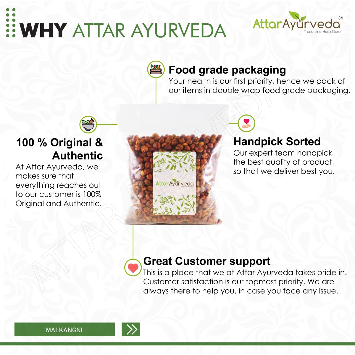 Attar Ayurveda Malkangni Seeds for Brain and Memory- Jyotishmati (100 Gram)