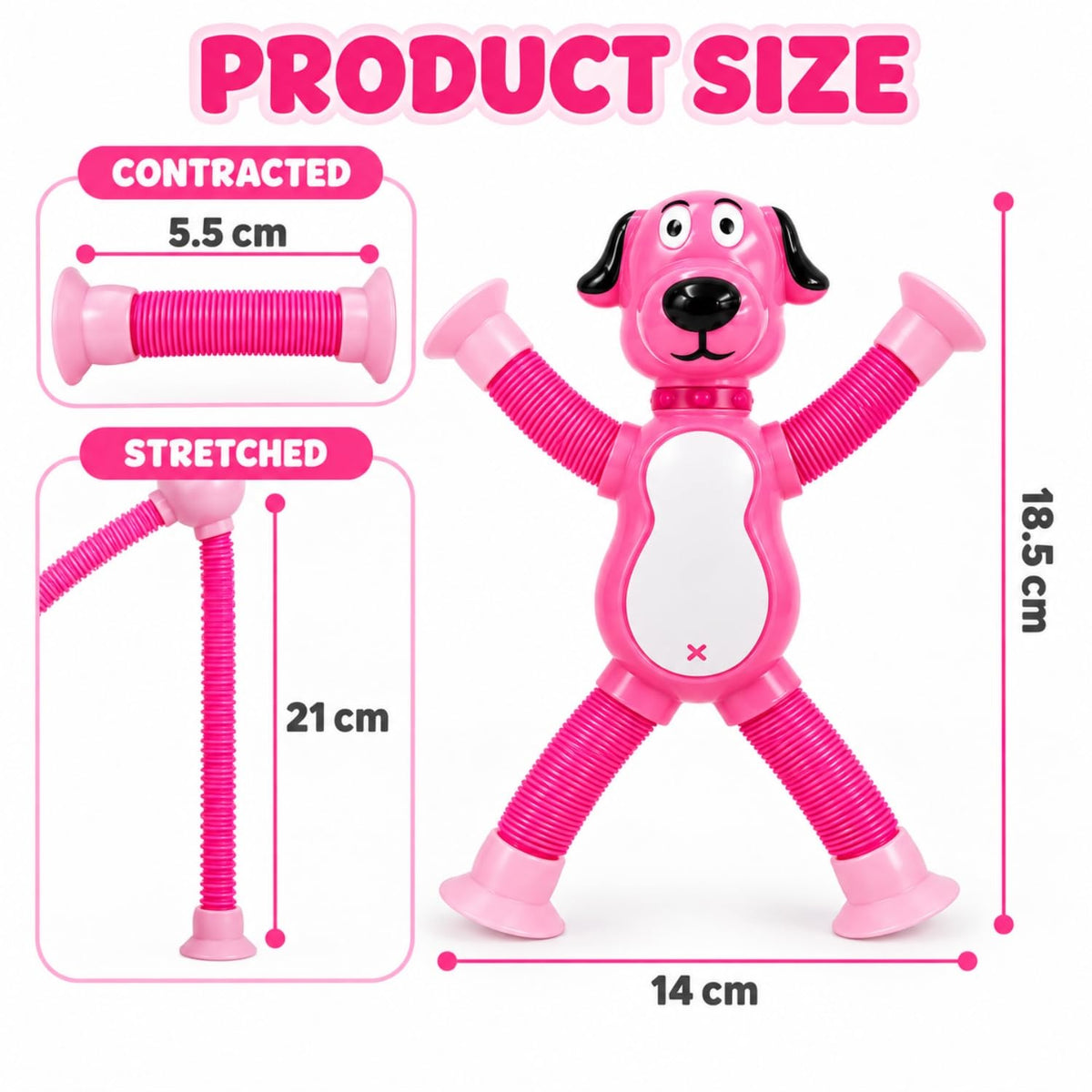 Toy Imagine Flexible Suction Cup Robot Toy for Kids Bendable Stretchable Pop Tube Arms & Legs Creative Sensory Fidget Toy with Suction Feet Fun Pretend Play & Activity Toy for Boys & Girls