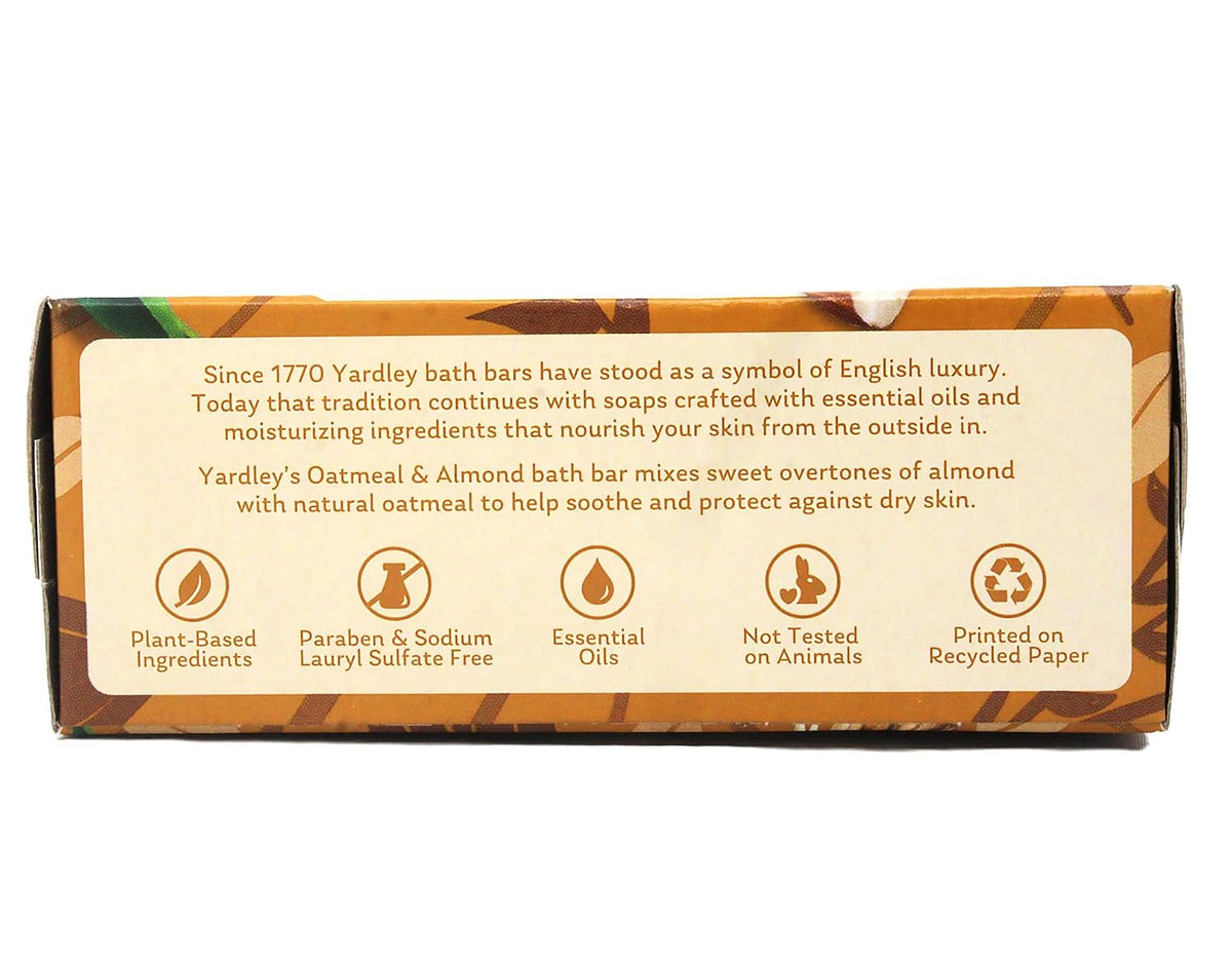 Yardley London Moisturizing Bar Oatmeal & Almond with Natural Oats 4.25 oz (Pack of 2)