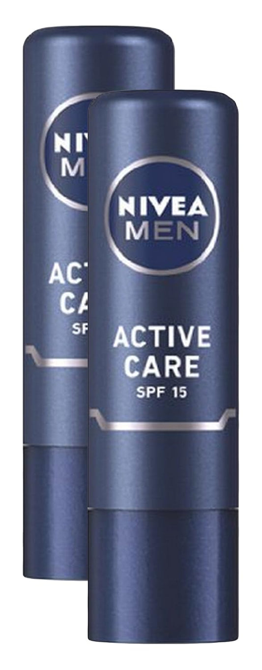 Nivea Hypercity Combo - Men Lip Balm Active Care Spf 15 For Combination Skin, 4.8G (Pack Of 2) Promo Pack