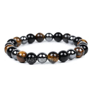 ASTRODIDI Natural Certified Triple Protection Stone Bracelet | Combination of Tiger Eye, Hematite & Black Obsidian Gemstone for Power, Protection and Good Luck | Reiki Feng-Shui Healing Crystal Stone