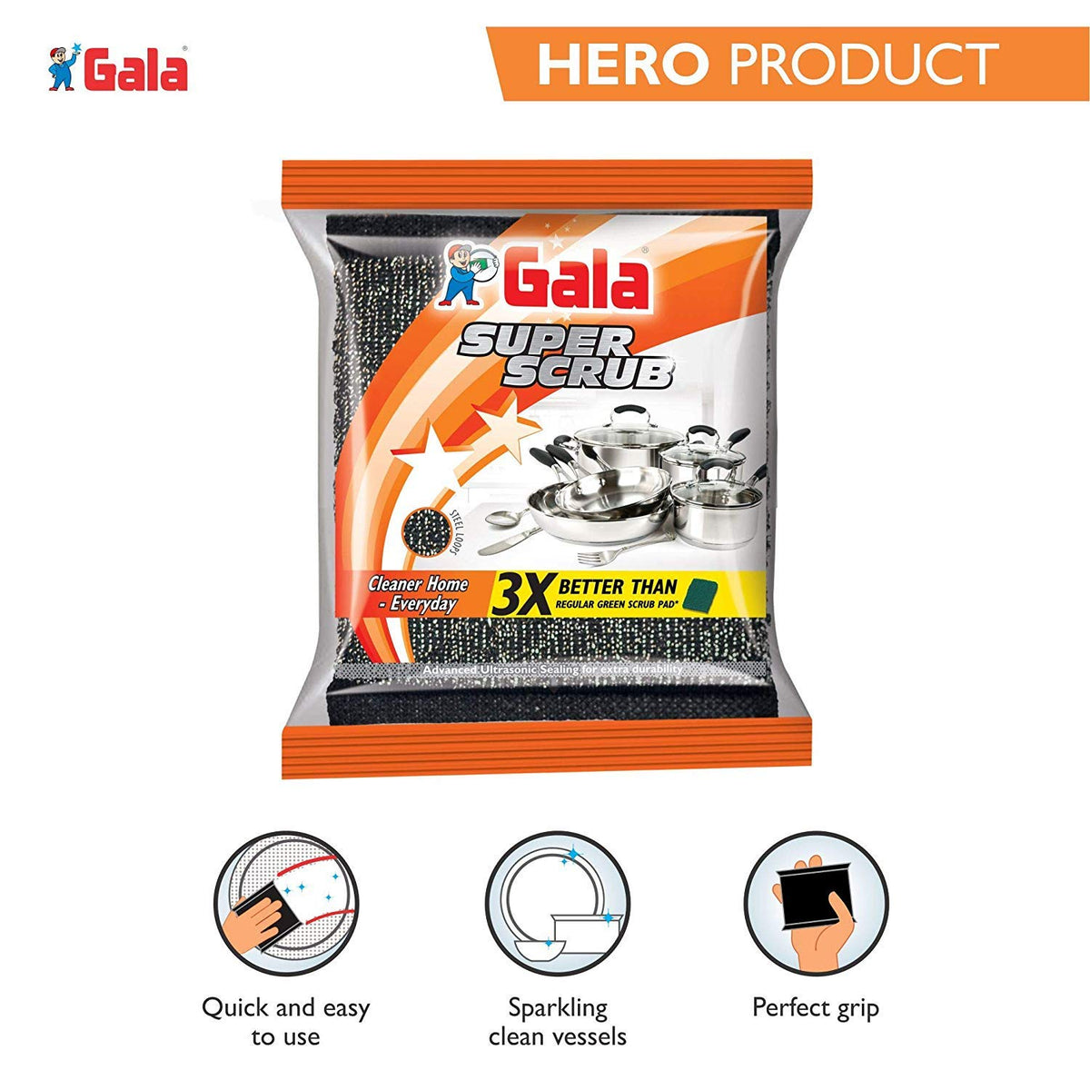 Gala Super Scrub Set (Pack Of 12, Black)