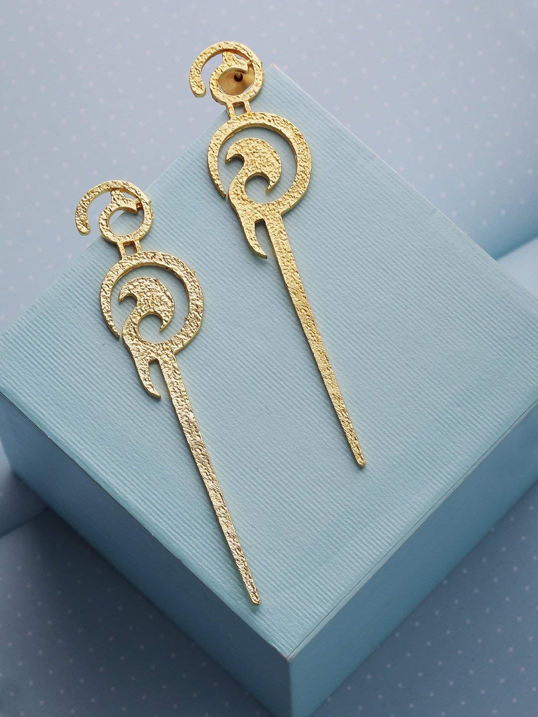 Priyaasi Prita Gold-Plated Textured Drop Earrings