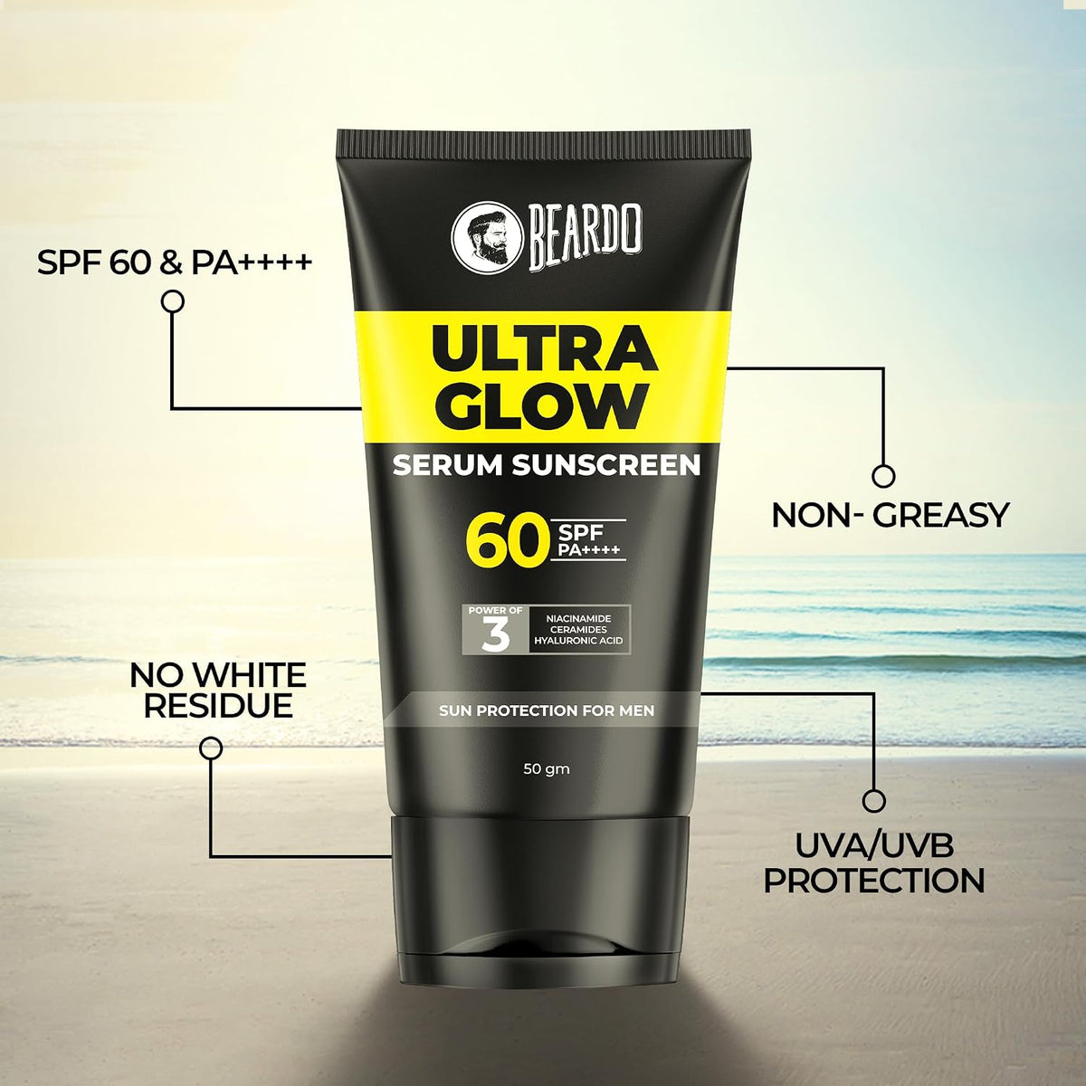 Beardo Glow Mode on Kit | Ultra Glow Serum Sunscreen & Facewash | Hydrated and Refreshing | Brightening and Glowing Skin |Deep Cleansing & Nourishment | Suitable for All Skin Types - Set of 2