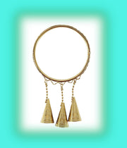 NMII Non-Precious Metal Base Metal with Curved Shaped and Latkan Linked Glossy Finished Kaleere type Kada Set For Women and Girls