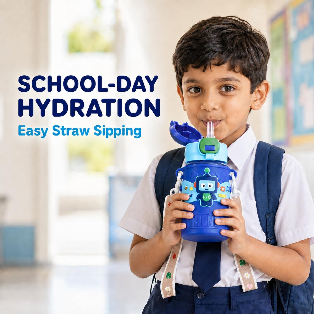 Toy Imagine Kids Sipper Water Bottle, Dark Blue, 520ml