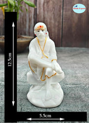 SHINDE EXPORTS shirdi saibaba Marble Idol Statue murti Home Murty for car (4.5 inches)